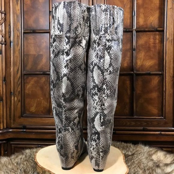 Colin Stuart Textured Faux Leather Snake Hidden Wedge Over the Knee Boot - Picture 5 of 11